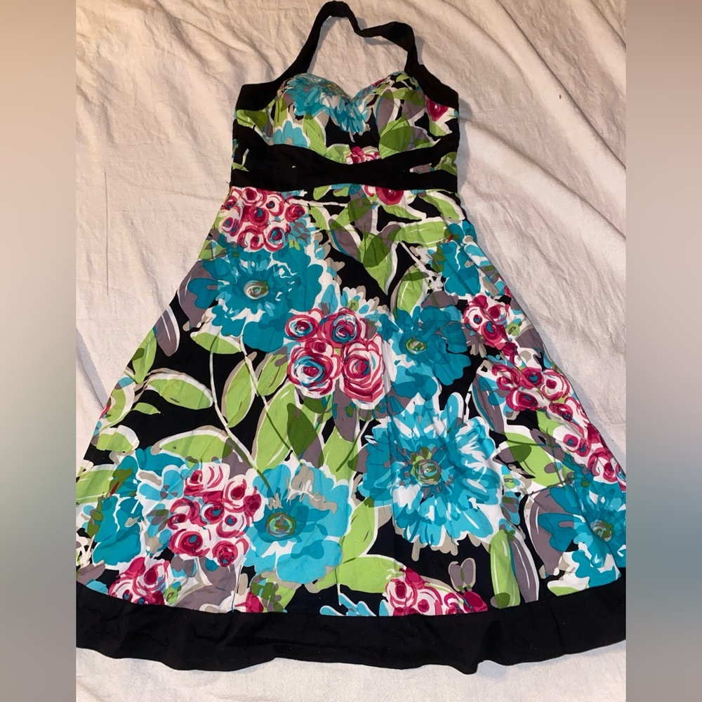 Fickle Floral Halter Dress Size 3 Excellent